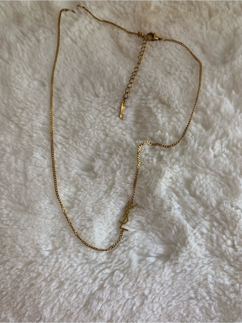 Saint Laurent Gold YSL Initial Pendant Necklace